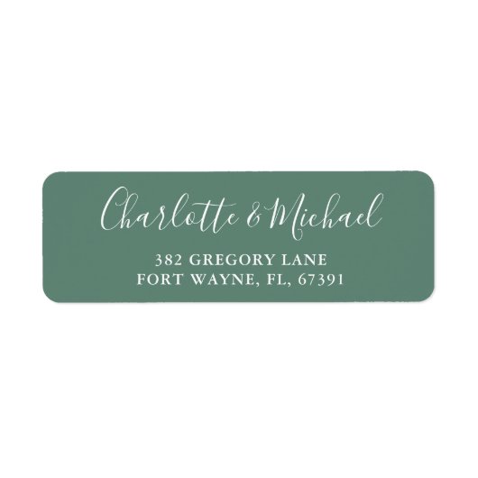 Eucalyptus Groen Moderne Script Retouradres Etiket (Voorkant)