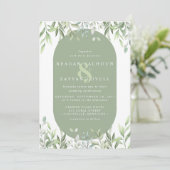 Eucalyptus groen Moderne Waterverf bruiloft Kaart (Staand voorkant)