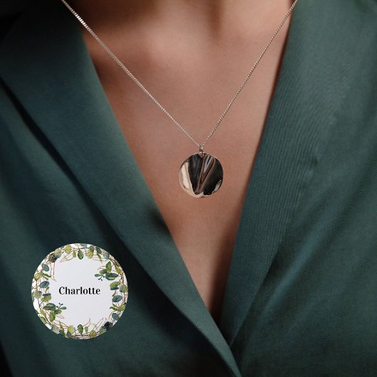 Eucalyptus groen naamlabel ronde button 3,2 cm