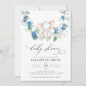 Eucalyptus groen olifant blauw baby jongen douche kaart (Voorkant)