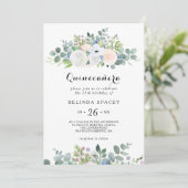 Eucalyptus groen quinceañera verjaardagsfeestje kaart (Staand voorkant)