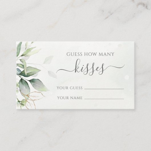 Eucalyptus groen raden hoeveel kussen spel informatiekaartje (Voorkant)