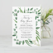 Eucalyptus groen rijden langs bruids- of babyshowe kaart (Staand voorkant)