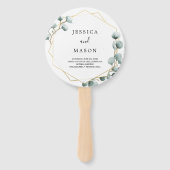 Eucalyptus groen rond bruiloft programma fan handwaaier (Voorkant)