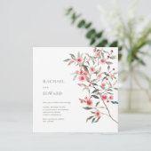 Eucalyptus groen & roze bloemen Bruiloft Kaart (Staand voorkant)
