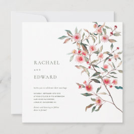 Eucalyptus groen & roze bloemen Bruiloft Kaart