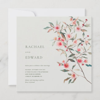 Eucalyptus groen & roze bloemen Bruiloft Kaart