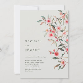 Eucalyptus groen & roze bloemen Bruiloft Kaart