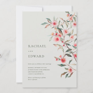 Eucalyptus groen & roze bloemen Bruiloft Kaart