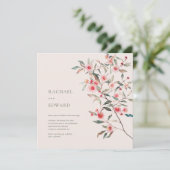 Eucalyptus groen & roze bloemen Bruiloft Kaart (Staand voorkant)