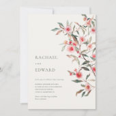 Eucalyptus groen & roze bloemen bruiloft kaart (Voorkant)