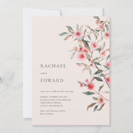 Eucalyptus groen & roze bloemen Bruiloft Kaart
