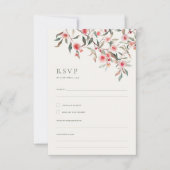Eucalyptus groen & roze bloemen bruiloft RSVP kaartje (Voorkant)