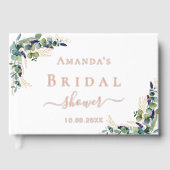 Eucalyptus groen roze gouden bruidsdouche gastenboek (Voorkant)