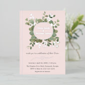 Eucalyptus Groen Roze Zilver QR code Uitnodigingen (Staand Voorkant)