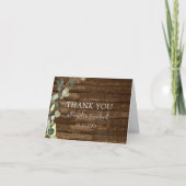 Eucalyptus groen rustiek hout dank u bedankkaart (Voorkant)