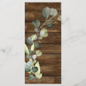 Eucalyptus groen rustiek hout land menu (Achterkant)