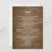 Eucalyptus Groen Rustiek Hout QR Code Huwelijk Kaart (Achterkant)
