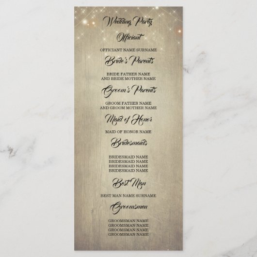 Eucalyptus groen rustiek land bruiloft programma programmakaart (Achterkant)