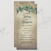 Eucalyptus groen rustiek land bruiloft programma programmakaart (Voorkant / Achterkant)