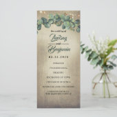Eucalyptus groen rustiek land bruiloft programma programmakaart (Staand voorkant)