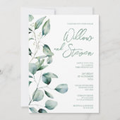Eucalyptus groen rustieke botanische bruiloft kaart (Voorkant)
