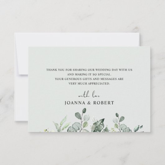 Eucalyptus groen rustieke geometrische bruiloft da bedankkaart (Achterkant)