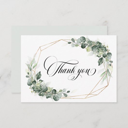 Eucalyptus groen rustieke geometrische bruiloft da bedankkaart (Voorkant / Achterkant)