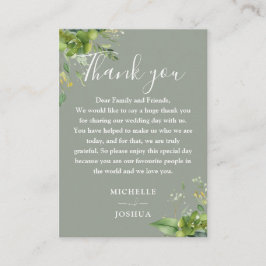 Eucalyptus groen salie groen bruiloft dank u plaatskaartje