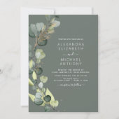 Eucalyptus groen salie groen elegante bruiloft kaart (Voorkant)
