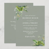 Eucalyptus groen salie groen QR code bruiloft Kaart (Voorkant / Achterkant)