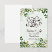 Eucalyptus groen save the date uitnodiging (Voorkant / Achterkant)
