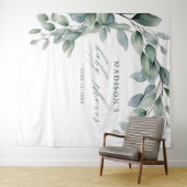 Eucalyptus groen script Baby shower achtergrond Wandkleed (In Situ (horizontaal))