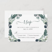 Eucalyptus groen Script bruiloft RSVP (Voorkant / Achterkant)