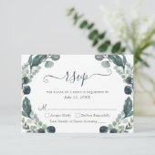Eucalyptus groen Script bruiloft RSVP Kaartje (Staand voorkant)