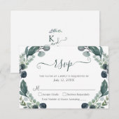 Eucalyptus groen Script bruiloft RSVP Kaartje (Voorkant / Achterkant)