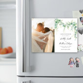 Eucalyptus groen script modern opslaan van de datu magnetische uitnodiging