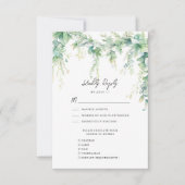Eucalyptus groen script moderne tuin bruiloft RSVP kaartje (Voorkant)