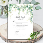 Eucalyptus groen script moderne tuin bruiloft RSVP kaartje