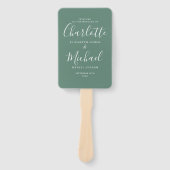 Eucalyptus Groen Signature Script Huwelijksprogram Handwaaier (Voorkant)