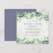 Eucalyptus groen stoffige blauwe bloemenbruiloft kaart (Voorkant / Achterkant)