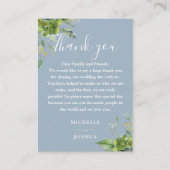 Eucalyptus groen stoffige blauwe bruiloft dank u plaatskaartje (Voorkant)