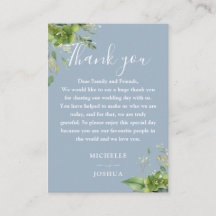 Eucalyptus groen stoffige blauwe bruiloft dank u