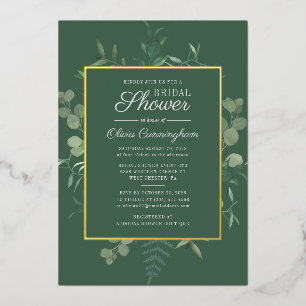 Eucalyptus groen succulente bruidsdouche folie uitnodiging