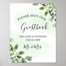 Eucalyptus groen succulente trouw gastboek poster