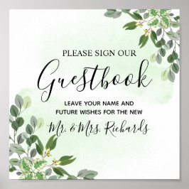 Eucalyptus groen succulente trouwgastenboek poster