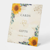 Eucalyptus groen sunflowers kaarten cadeaus reclamebord met voetstuk (Voorkant)