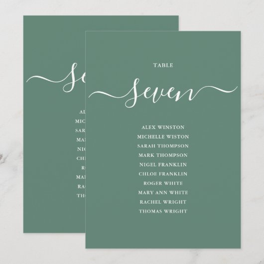 Eucalyptus Groen Tafelnummer Zitenkaart (Voorkant / Achterkant)