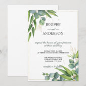 Eucalyptus groen thema bruiloft kaart (Voorkant / Achterkant)