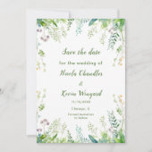 Eucalyptus groen verlaat bruiloft save the date (Voorkant)